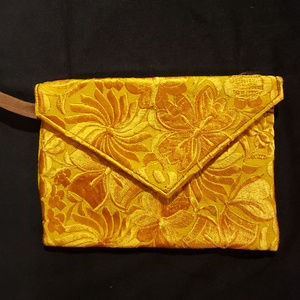 Embroidered yellow clutch-sold